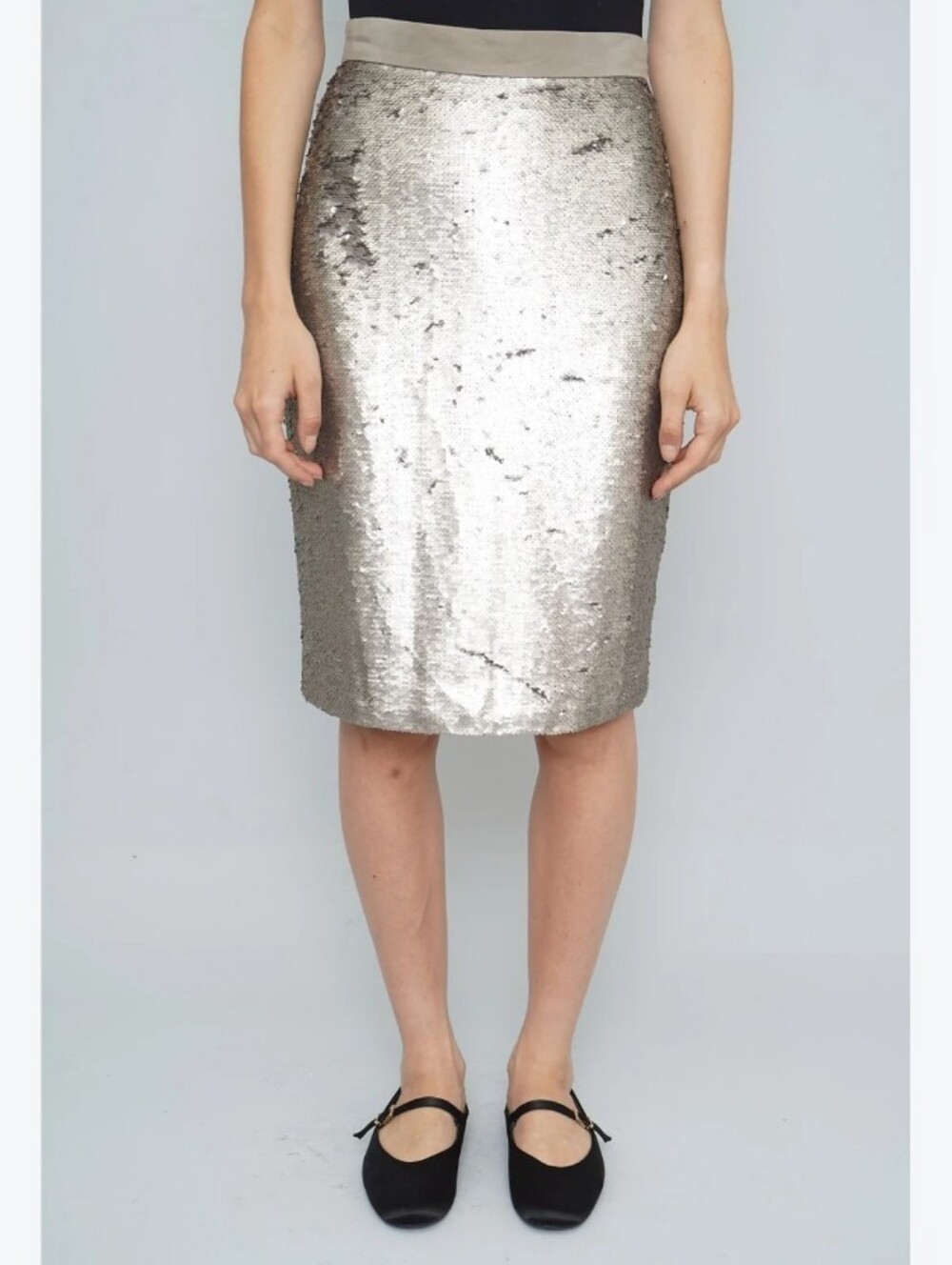 Banana Republic gunmetal silver sequin pencil skirt